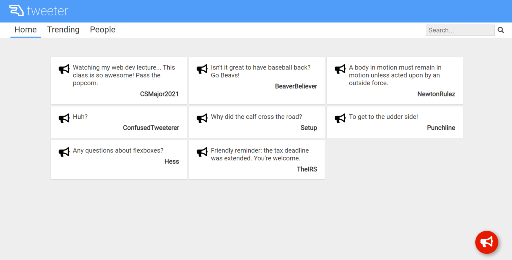 A screenshot of the tweeter page
